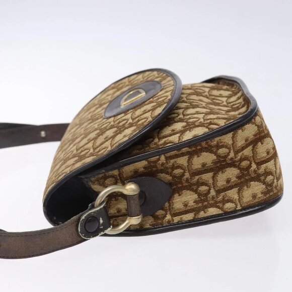 Christian Dior Trotter Canvas Shoulder Bag Brown Gold Auth 141500 - Picture 7 of 16
